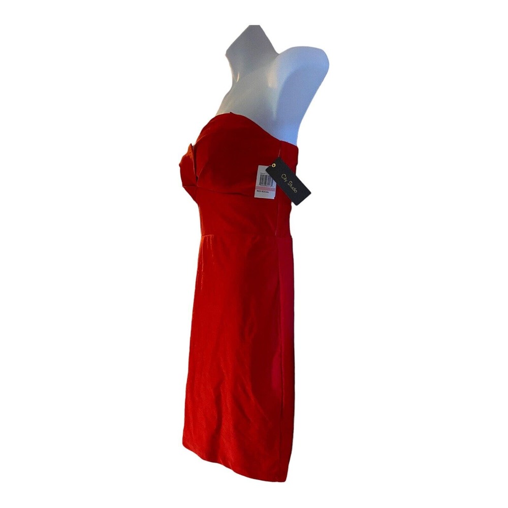 City Studio Stretchy Sweetheart Bodice Strapless Red Cocktail Party Prom Dress - Picture 8 of 13